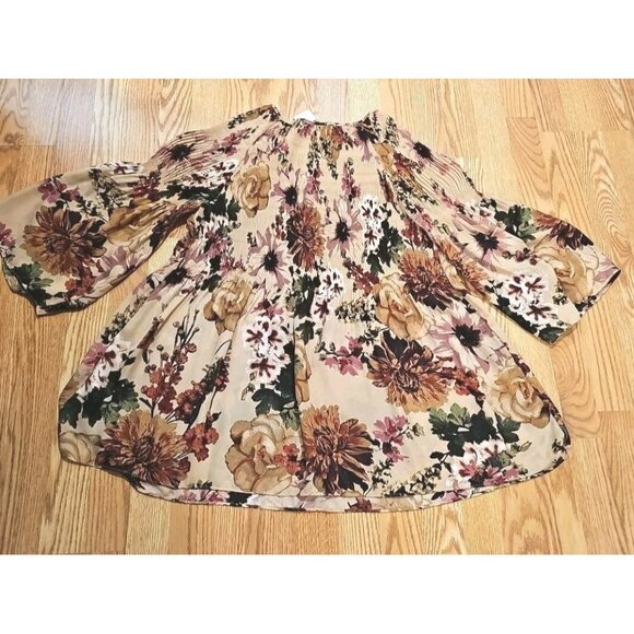 Spense Babydoll Women Top Sz 1X Beige Floral Boho Peasant Fairy Y2K Vtg Festival - Picture 3 of 6